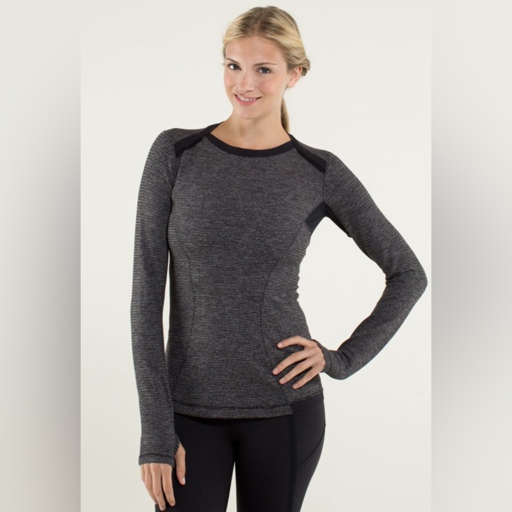 NWOT Lululemon Base Runner Long Sleeve
Mini Check Pique Black Heathered Black